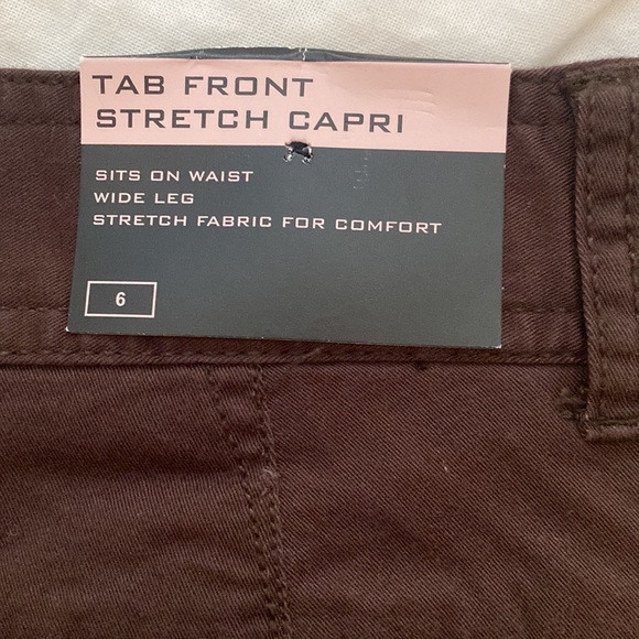 NWT Brown Wide Leg Stretch Capri Size 6 - Picture 7 of 9